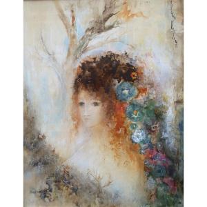 Claude Votoan (XXe siècle) Portrait de femme 