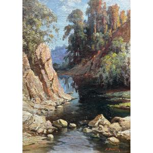 Hjalmar Ganson (1864 Sebastopol - Circa 1932 ) Russe Paysage de Crimée 