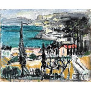 Rudolf Kundera (Brünn 1911 - 2005 Cassis) tchèque Paysage autour de Cassis sud de la France