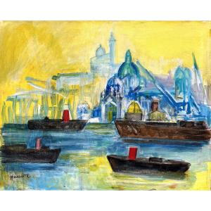 Rudolf Kundera (Brünn 1911 - 2005 Cassis) tchèque Vue de Marseille