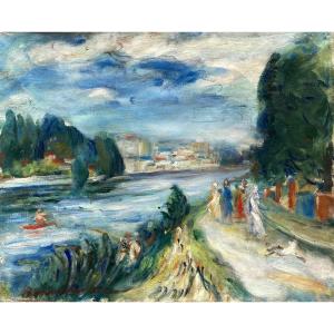 Moïse Bercovici dit Erco (Jassy 1904 - Auschwitz 1942) Roumanie La promenade sur le fleuve 