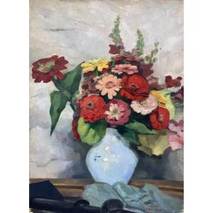 Sacha Zaliouk (radomychl 1887 - Paris 1971) Russian Empire Bouquet Of Flowers