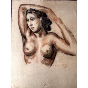 Samuel Granovsky Woman's Bust Sanguine And Pastel On Ukrainian Paper