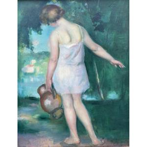 Henry Ottmann (ancenis, 1877 – Vernon, 1927) Young Woman With A Pitcher