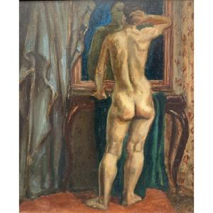 École Anglaise XXème Nu masculin 