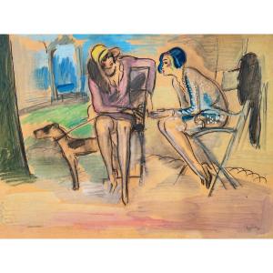 Milivoj Uzelac (mostar 1897 – Cotignac 1977) Bosnia And Herzegovina Two Women In Conversation