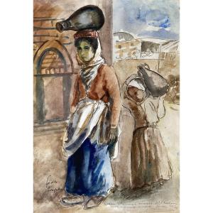 Adolphe Feder (1885-1943) Ukraine Porteuses d'eau à Jérusalem
