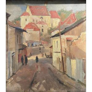 Eugeniusz Arct (1899 Odessa - Varsovie 1974) Ukraine Kazimierz au bord de la Vistule 