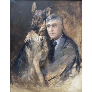 Tadé Styka (Kielce 1889 - New-York 1954) Pologne Portrait de Maurice Maeterlinck