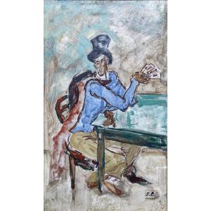 Stanislas Eleszkiewicz (Czutowe 1900 - Paris 1963) Le joueur de cartes