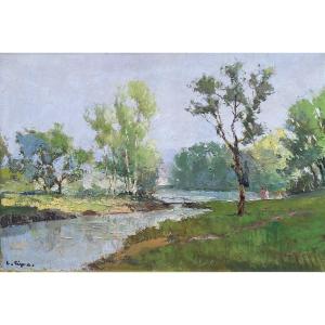 Jean Camille Cipra (Pilsen 1892 - Paris 1952) Tchéquie Personnages au bord de la rivière