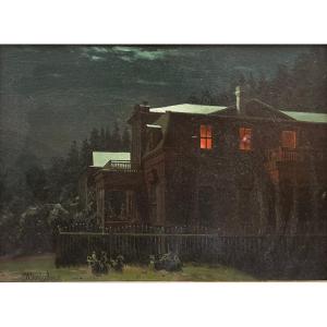 Ilya Nikolaevic Zankosky (1832 - 1919) Russe Maison au crépuscule