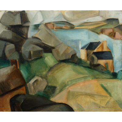 André Favory Cubist Seaside In Brittany To Ploumanach And Perros Guirec