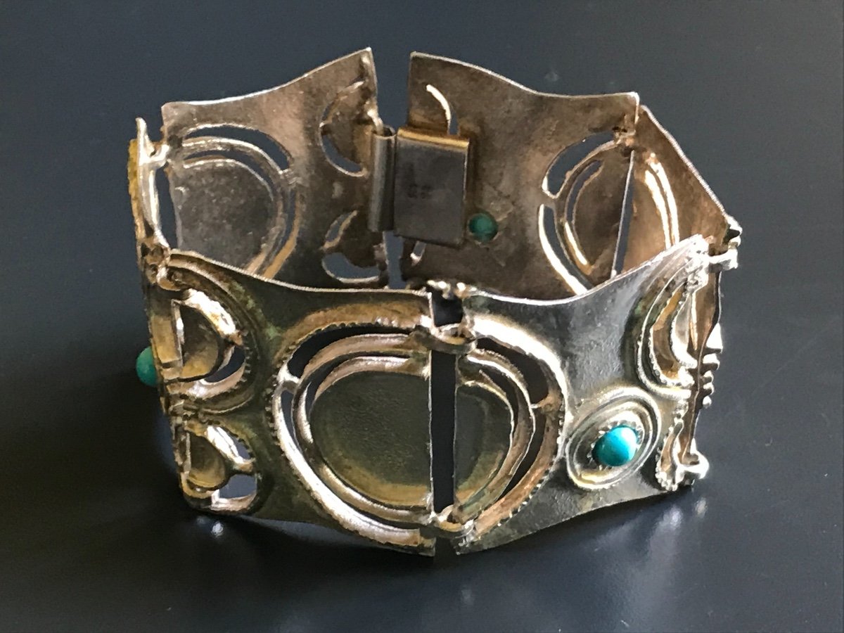 Bracelet Moderniste Vintage En Métal Argenté - Design épuré Et Intemporel