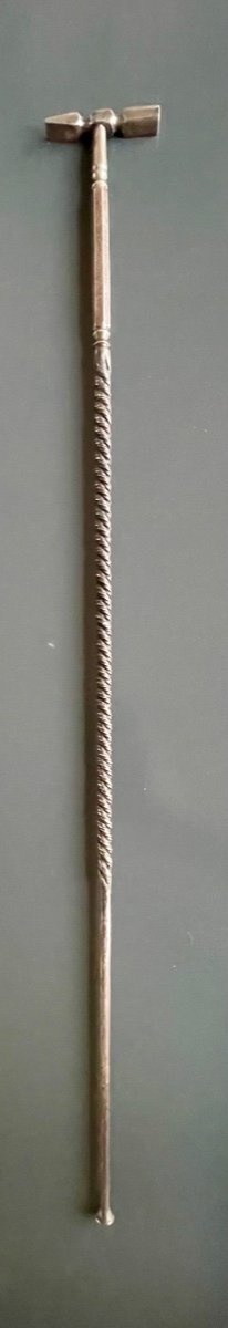 Canne En Fer Forgé damasquinée, 18 ème Siécle.-photo-2