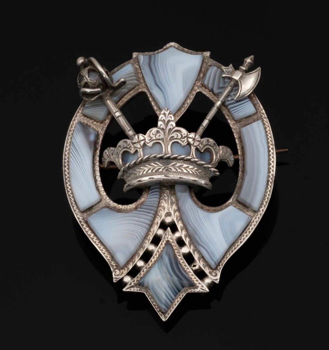Scottish Brooch With A Crowned Coat Of Arms.-photo-2