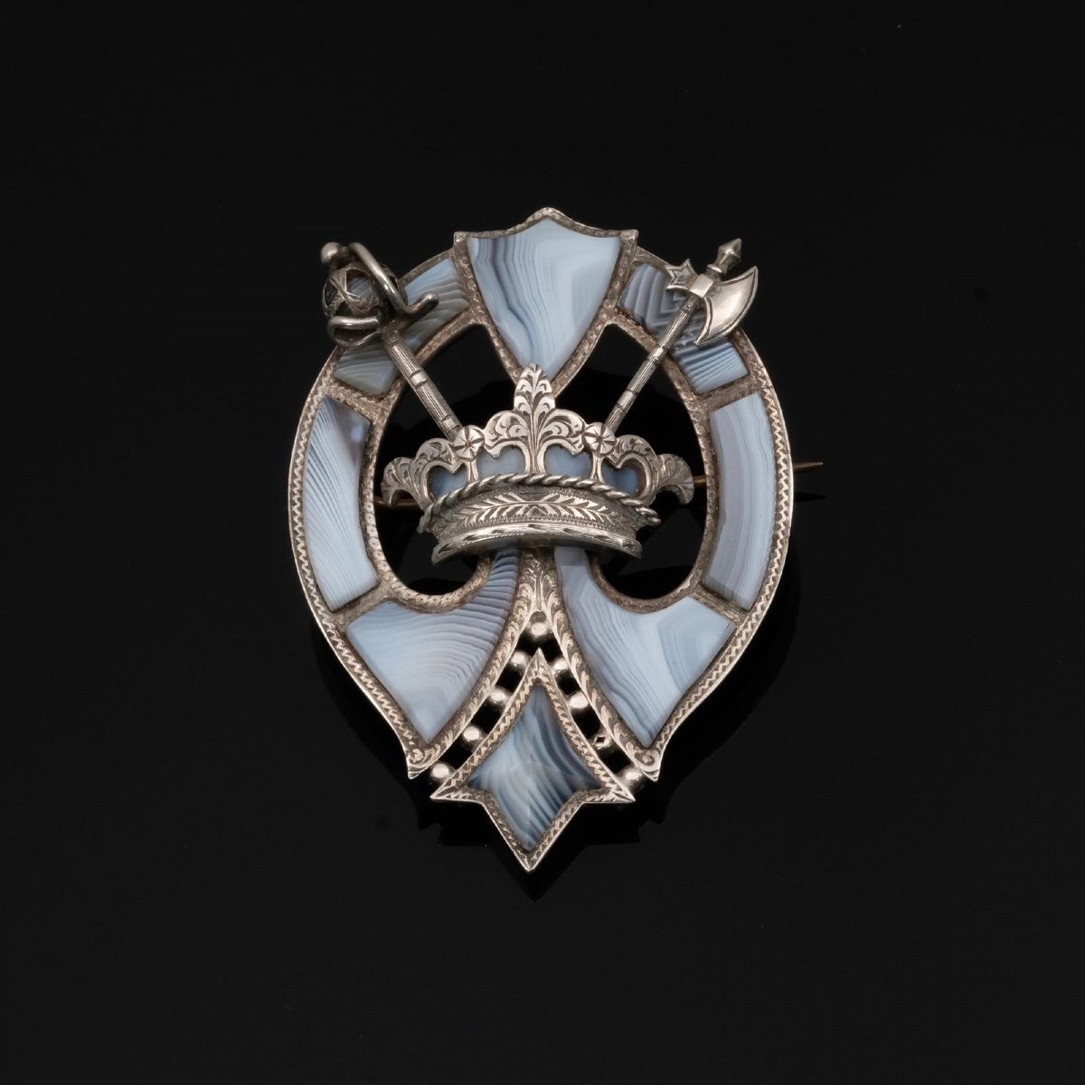 Scottish Brooch With A Crowned Coat Of Arms.-photo-3