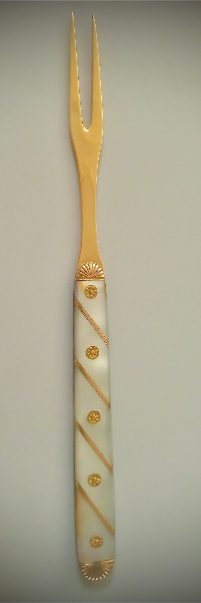 Folding Fork, Mother-of-pearl And Gold-photo-2