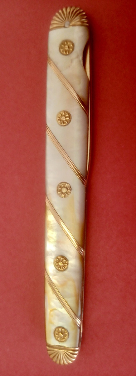 Folding Fork, Mother-of-pearl And Gold-photo-4