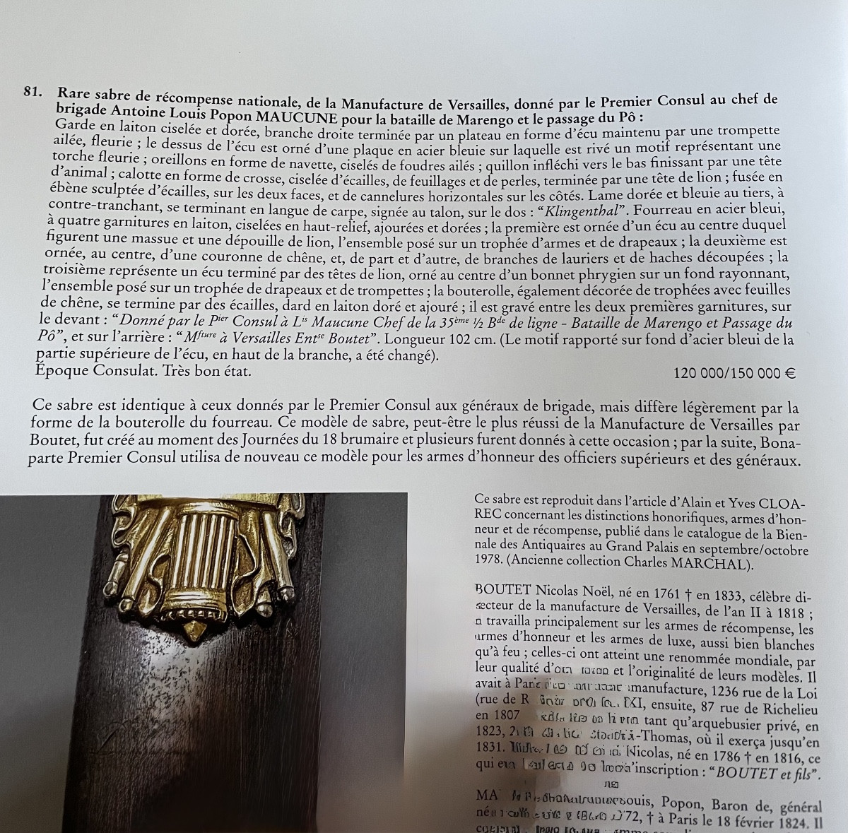 Saber Offered By Napoleon Bonaparte To Antoine Louis Popon Maucune-photo-1
