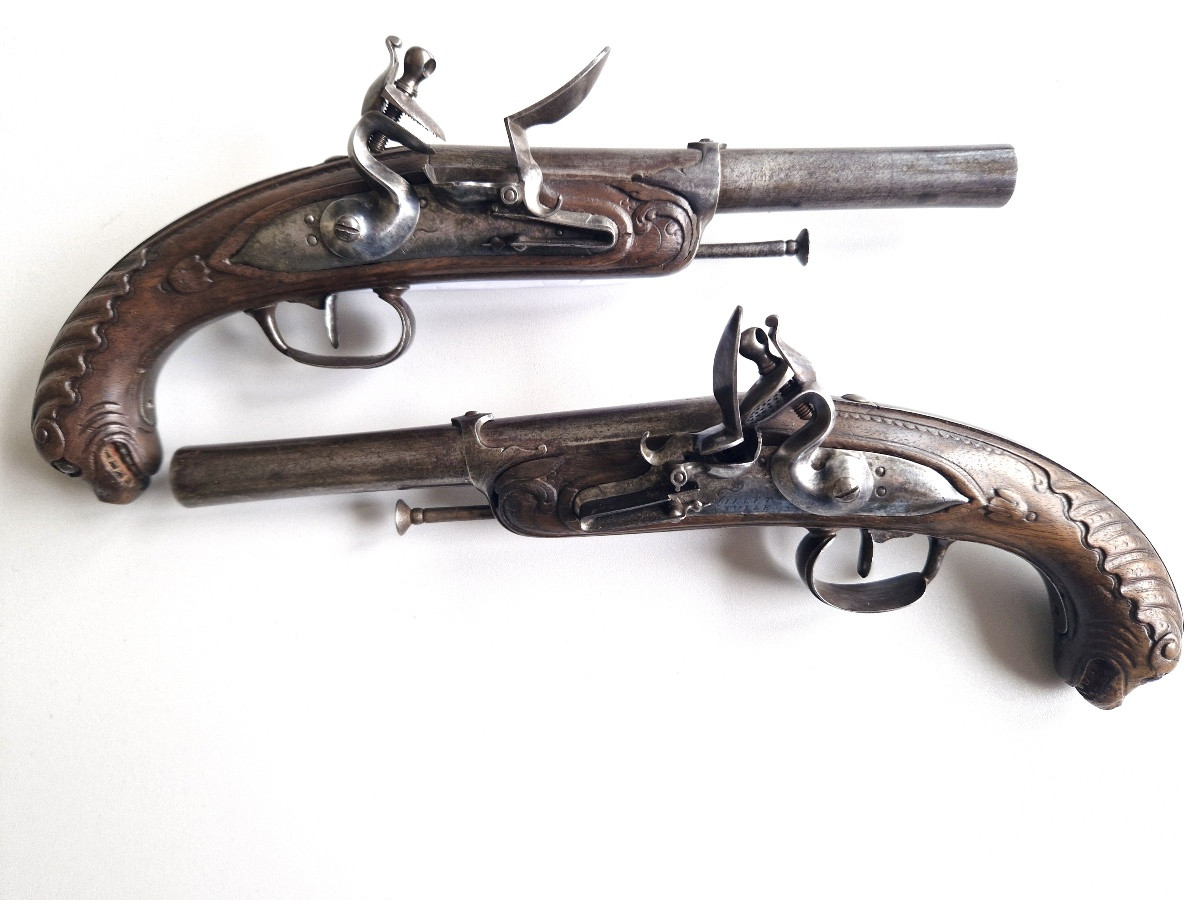 Pair Of Naval Officer's Pistols, Tulle, 18th Century-photo-3