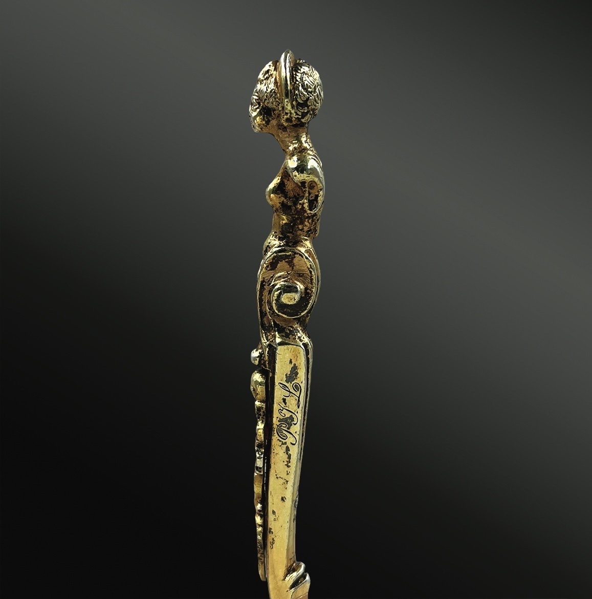 CUILLÈRE en vermeil à décor de buste de femme, France, XVIIème siècle-photo-4