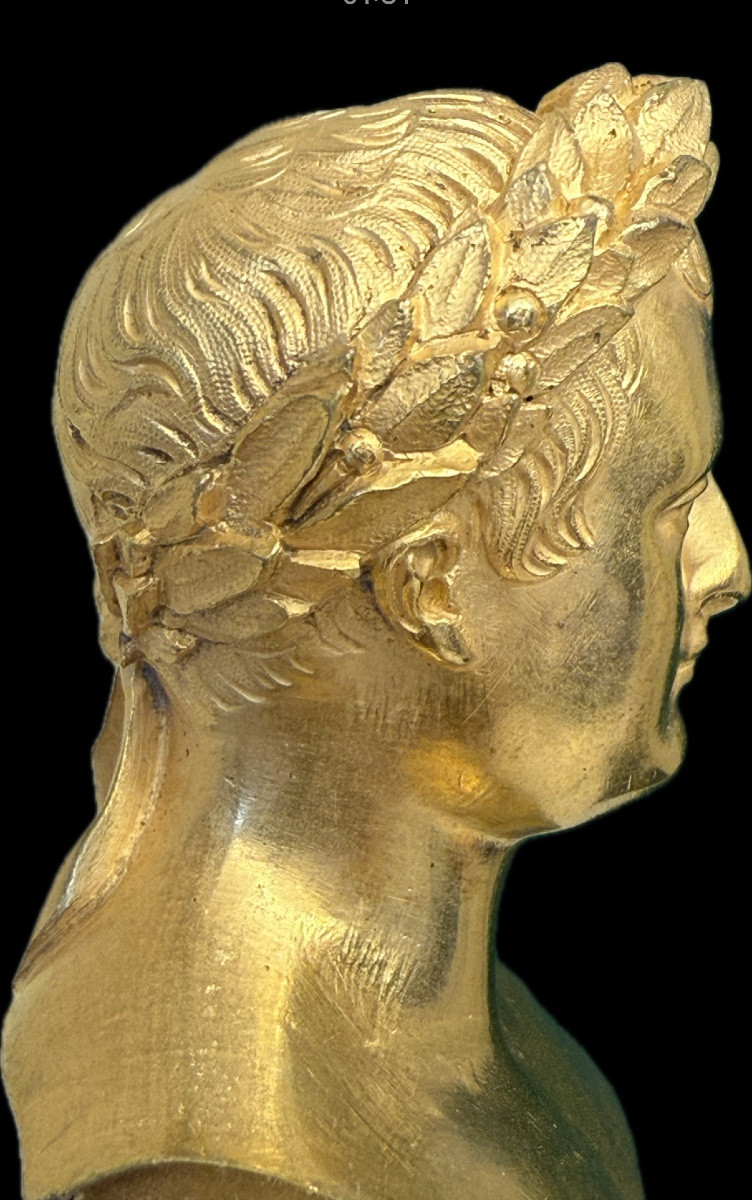 Bust Of Napoleon I In Gilded Bronze And Patinated Bronze – 19th Century-photo-3