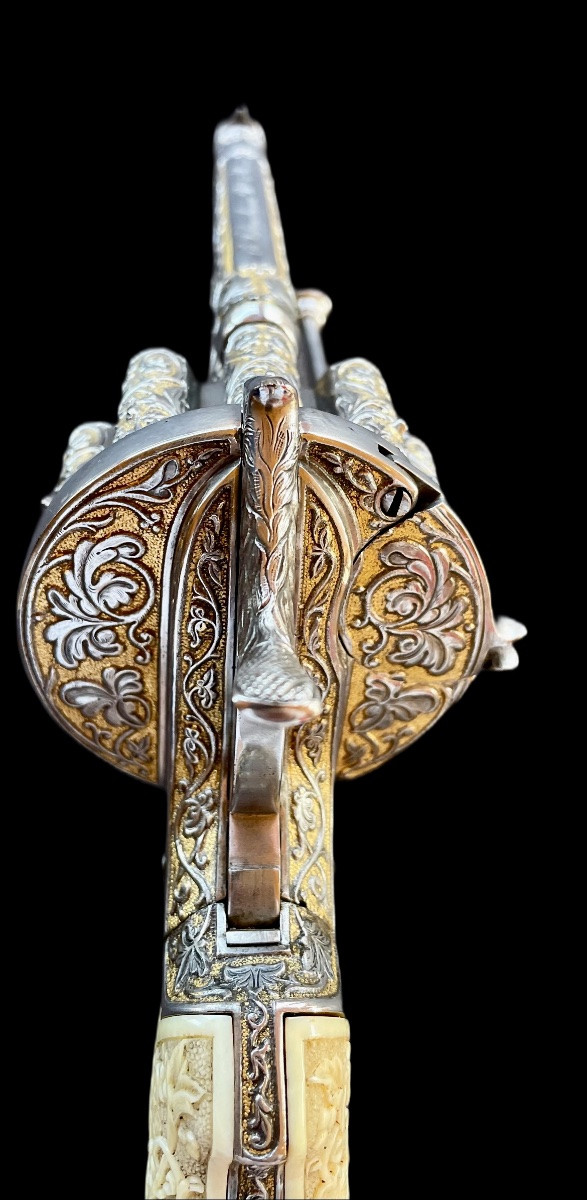 Revolver Lefaucheux de grand luxe à broche, 20 coups, double canon superposé – Paris, après 185-photo-8