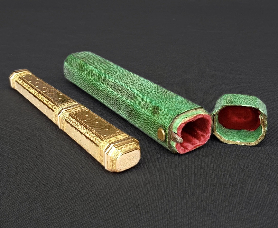 Gold Wax Case In Its Galuchat Box  Paris, Pre-revolutionary Era.-photo-4