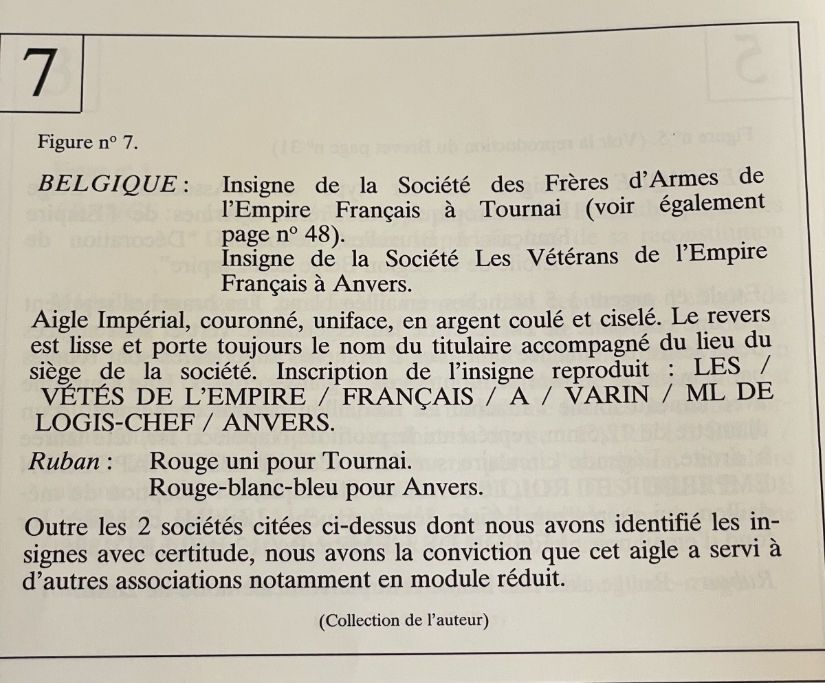 Aigle impérial des Vétérans de l’Empire Français – Anvers – Insigne bonapartiste en argent-photo-4