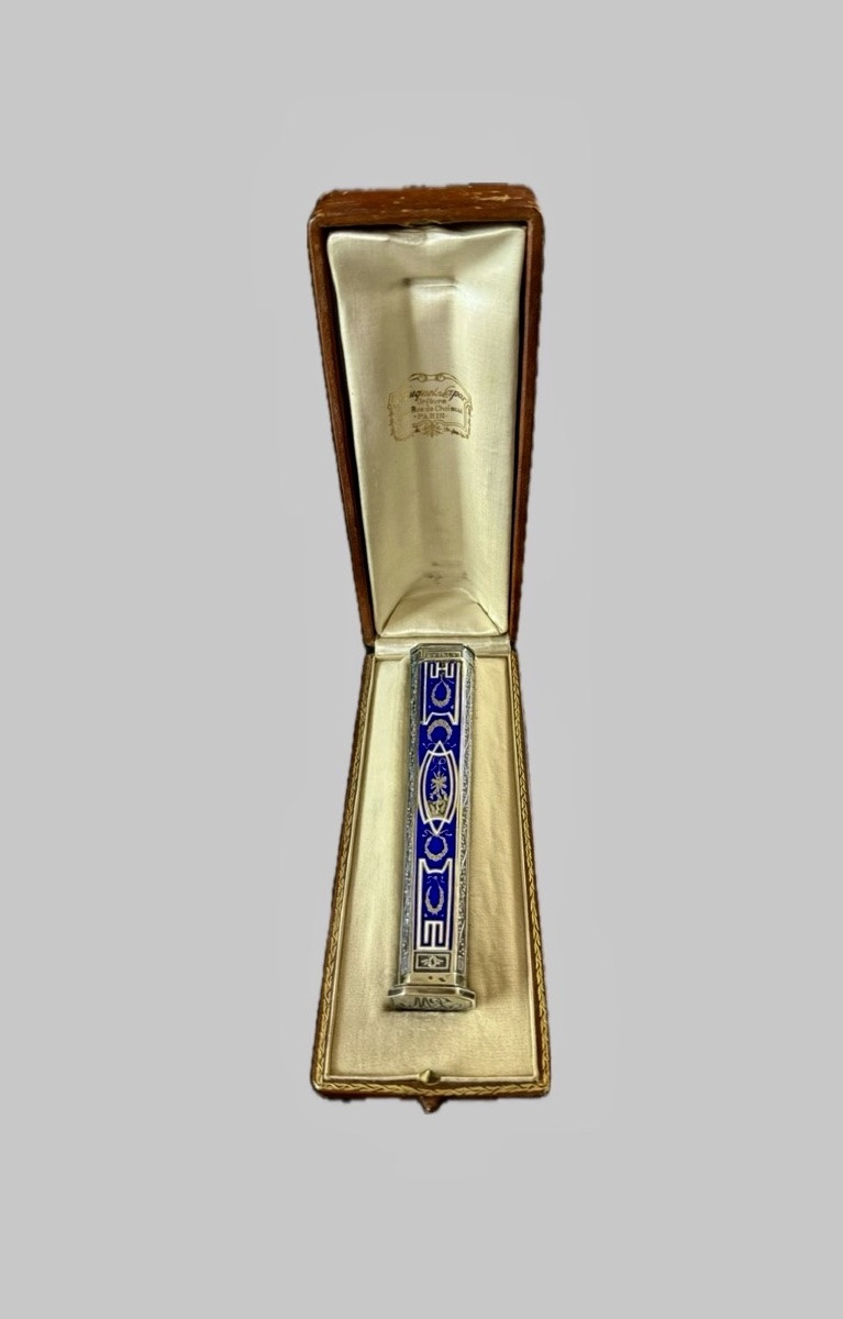 Cachet de correspondance en argent émaillé bleu Maison Fouquet-Lapar, Paris, vers 1898–1912-photo-2