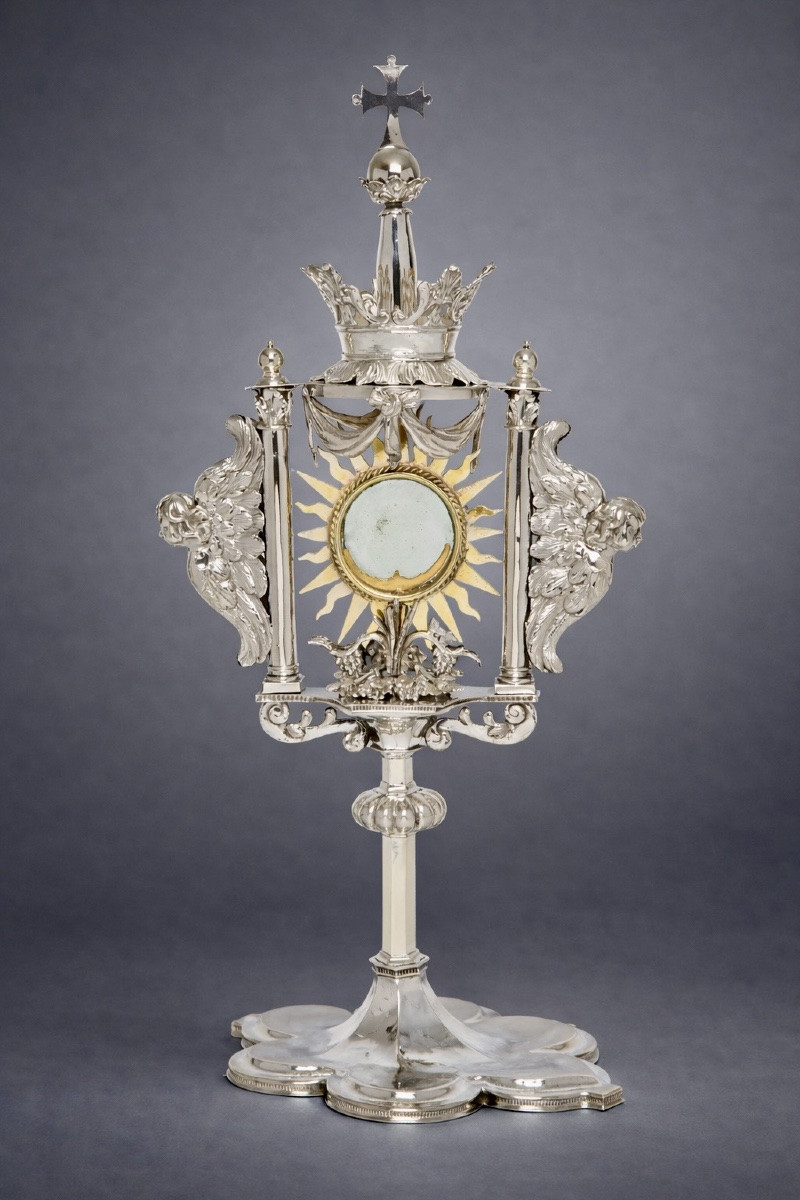 Ostensoir en argent et vermeil, 1695-1696, époque de Louis XIV, lunule en or massif -photo-2