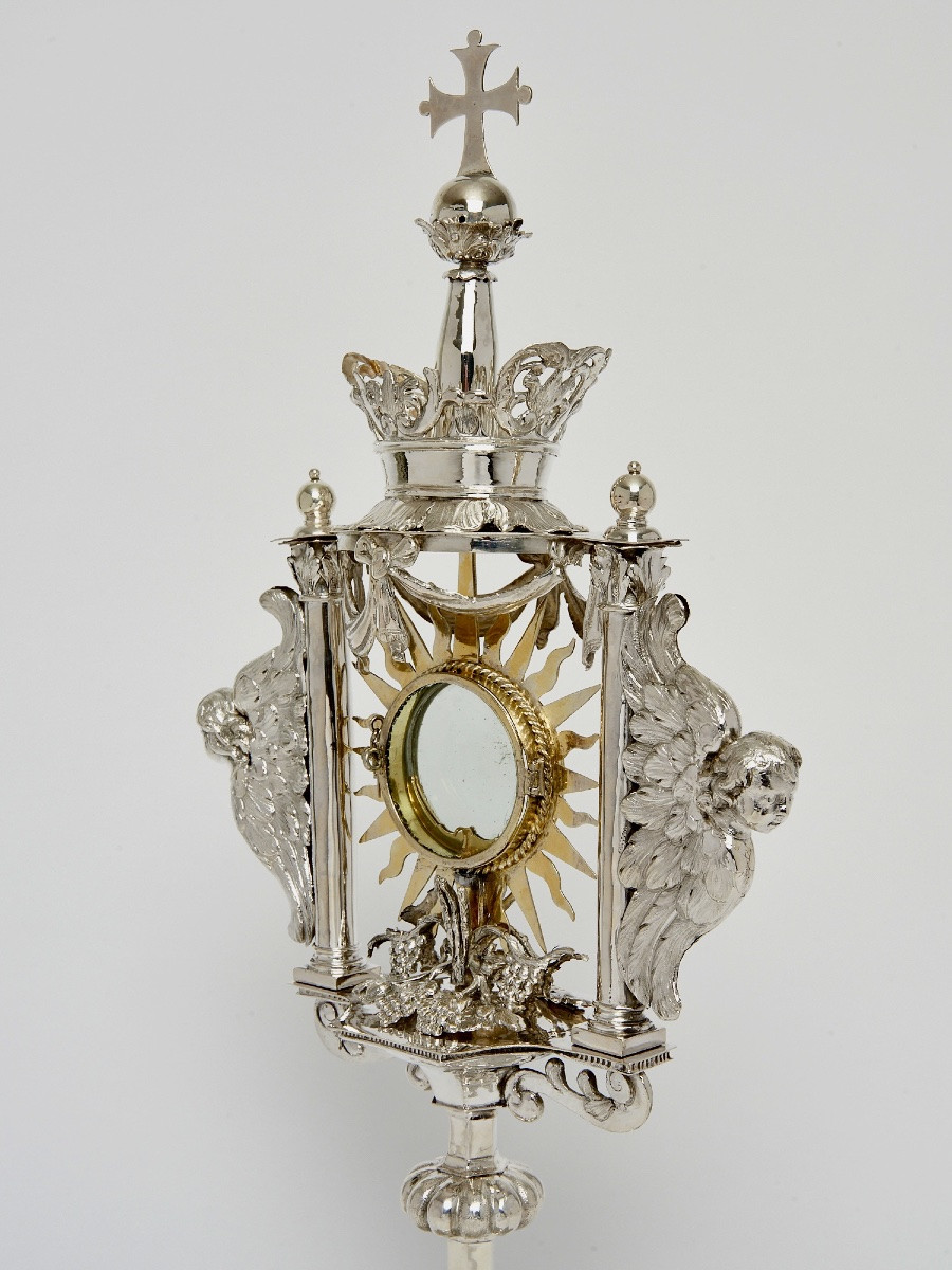 Ostensoir en argent et vermeil, 1695-1696, époque de Louis XIV, lunule en or massif -photo-4