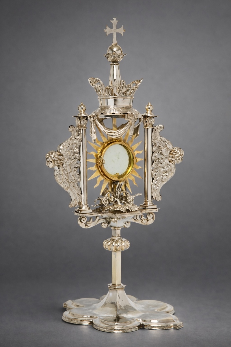 Ostensoir en argent et vermeil, 1695-1696, époque de Louis XIV, lunule en or massif 