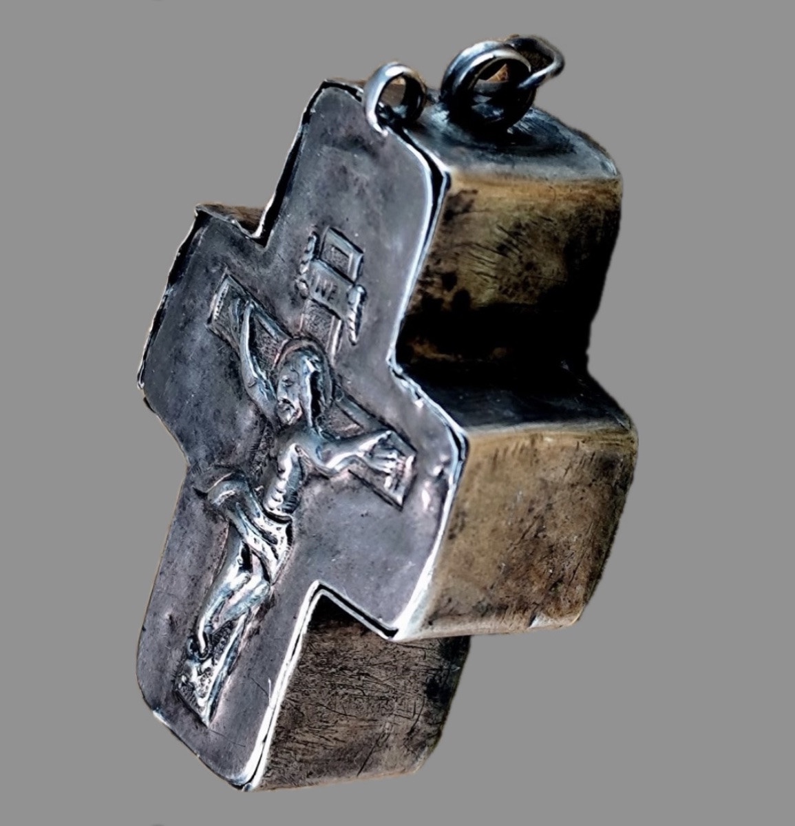 Portable Byzantine Reliquary Cross In Enamelled Vermeil -photo-4