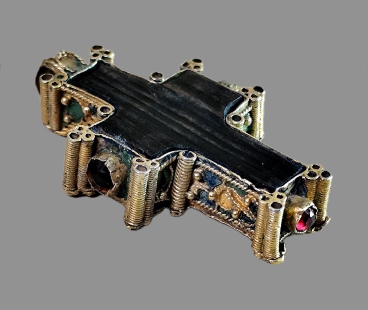Portable Byzantine Reliquary Cross In Enamelled Vermeil -photo-2