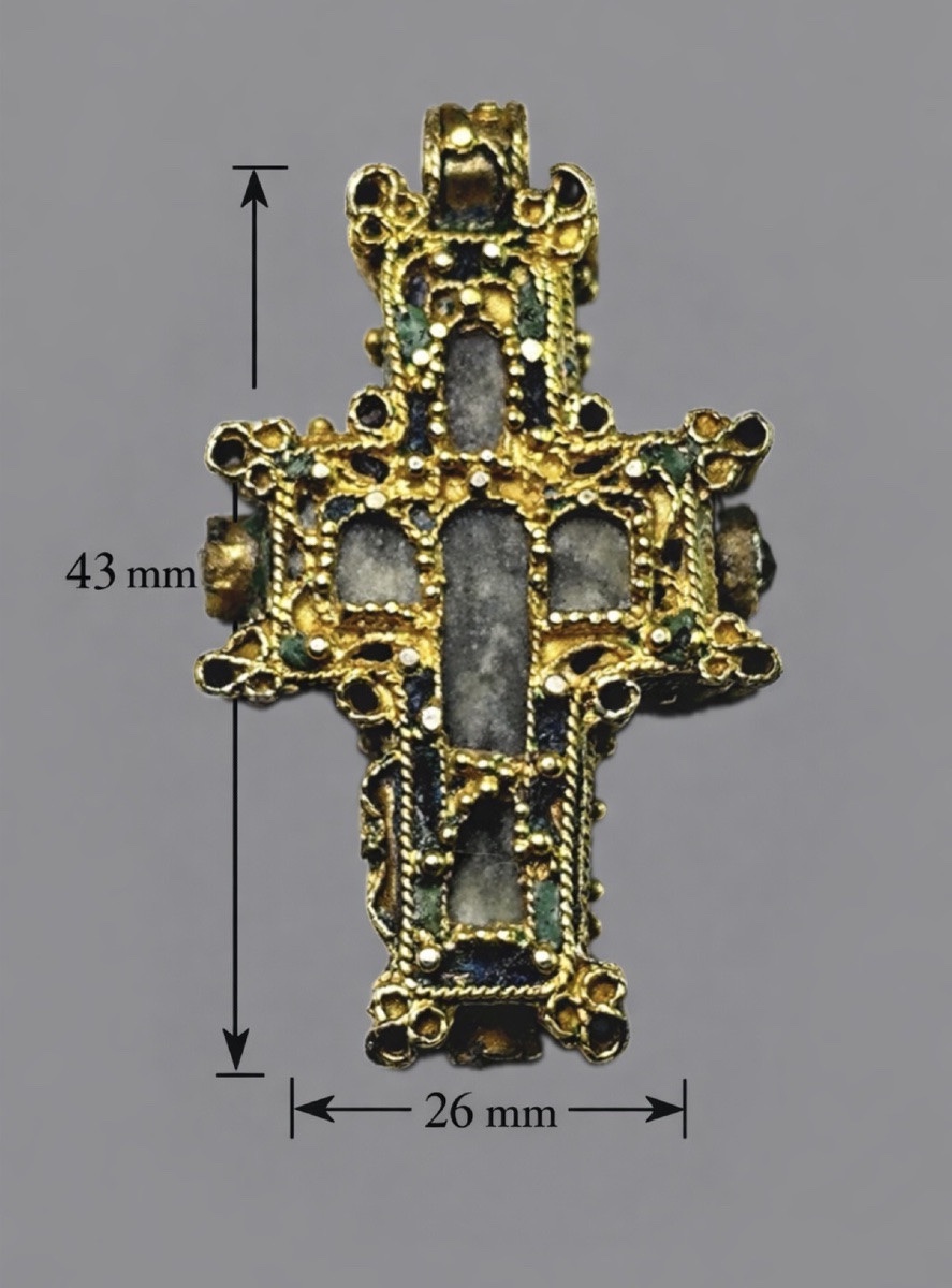 Portable Byzantine Reliquary Cross In Enamelled Vermeil -photo-7