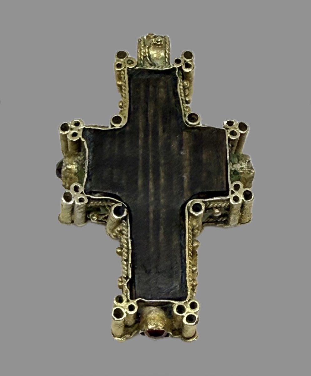 Portable Byzantine Reliquary Cross In Enamelled Vermeil -photo-8