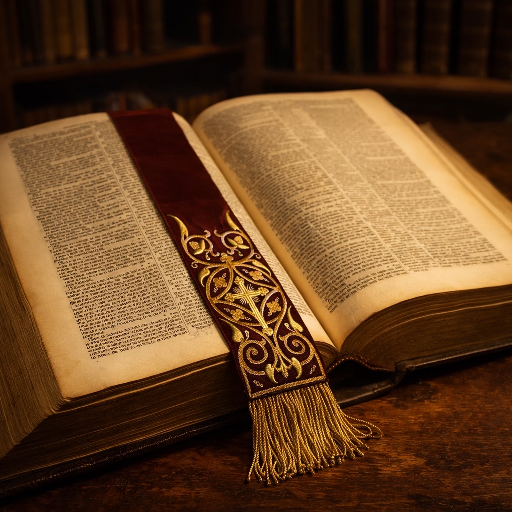 Marque‑page liturgique pour grand ouvrage chrétien