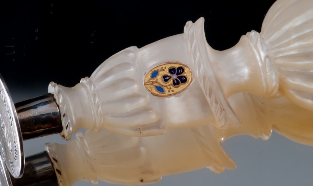 Sealing Ring In Carved Mother-of-pearl And Gilt Silver, Dated 1819-photo-2