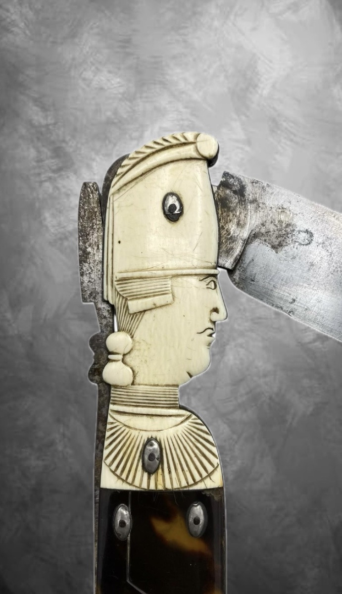 Rare Grand Couteau Figuré Révolution Française-photo-3