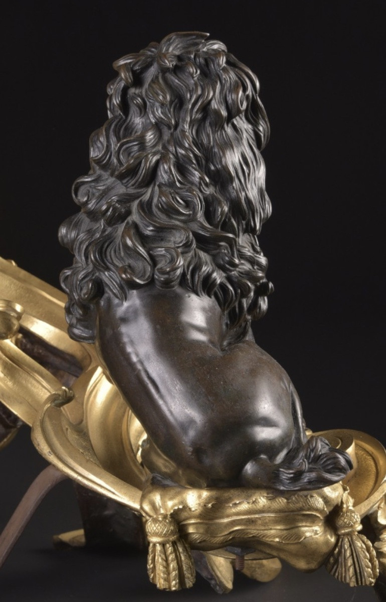 Important Pair Of Gilt And Patinated Bronze Andirons, Maison Beurdeley, Paris, Circa 1860–1870-photo-2