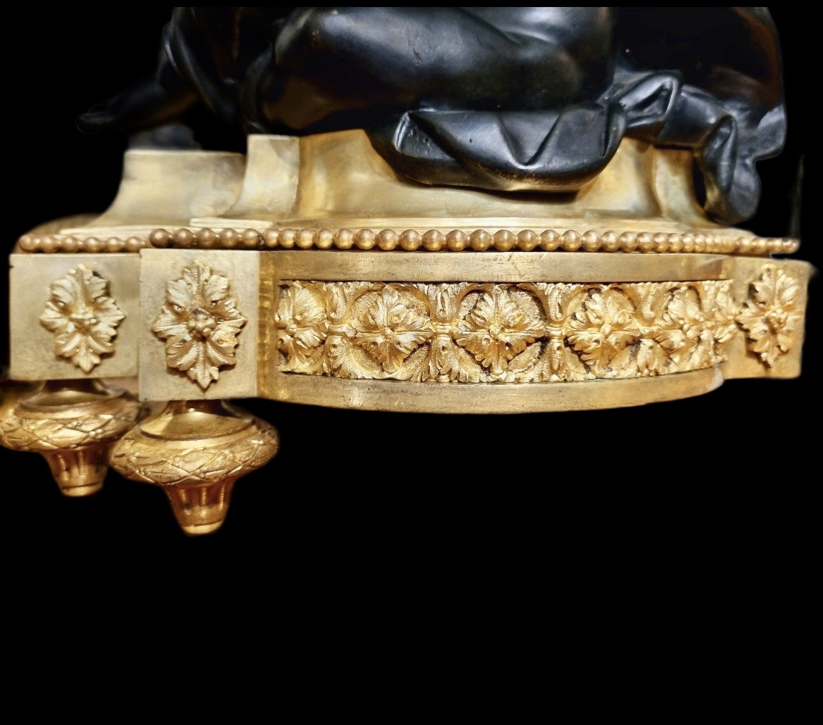 PAIRE DE CHENETS EN BRONZE À DOUBLE PATINE PUTTI FRILEUX, FRANCE, XIXᵉ SIÈCLE, ÉPOQUE NAPOLÉON -photo-3