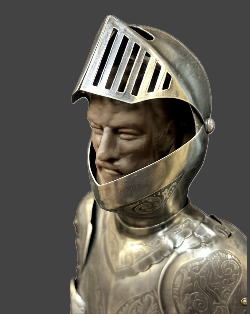 Figure de chevalier en armure complète – Sculpture décorative