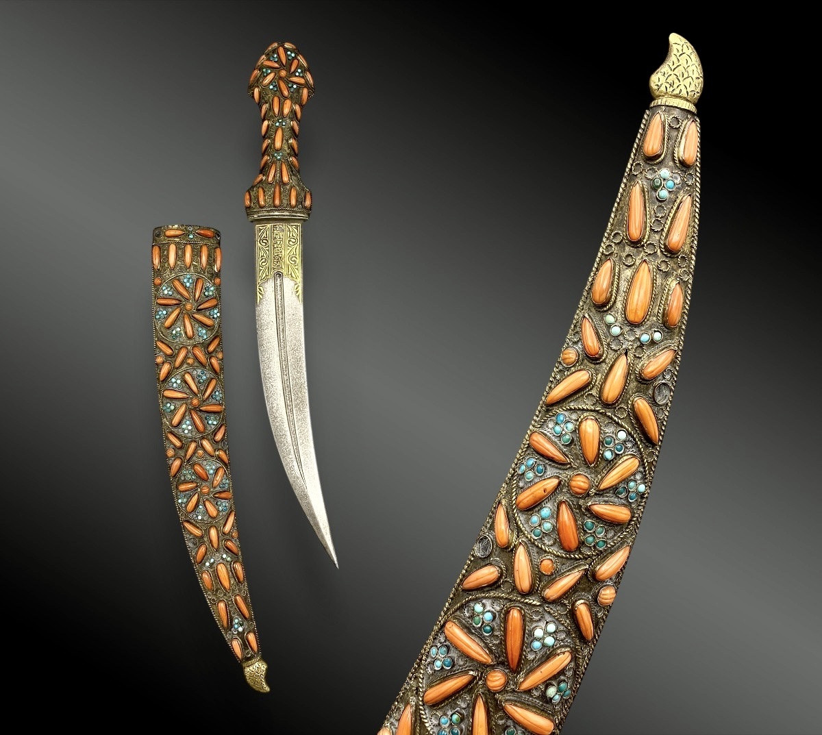 Ottoman Jambiya Of Prestige With Coral Larms Trebizond, Ottoman Empire, XIXᵉ Century-photo-3