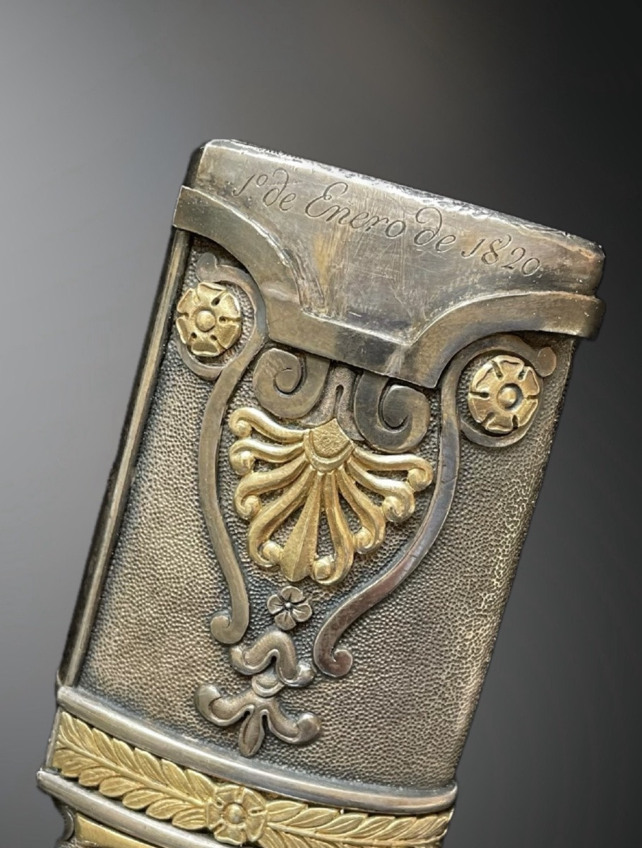SABRE D’HONNEUR ESPAGNOL EN ARGENT Daté 1820 – « 1° de Enero de 1820 -photo-5