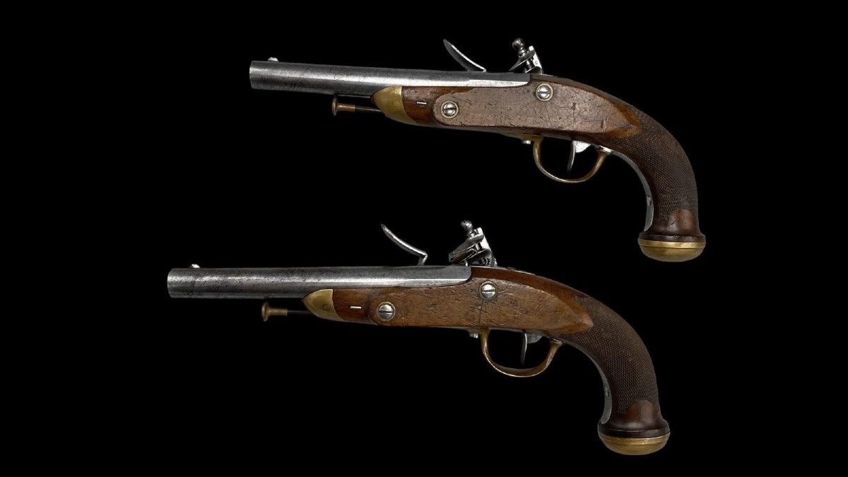 PAIRE DE PISTOLETS D'OFFICIER, MODÈLE 1816, RESTAURATION. -photo-5
