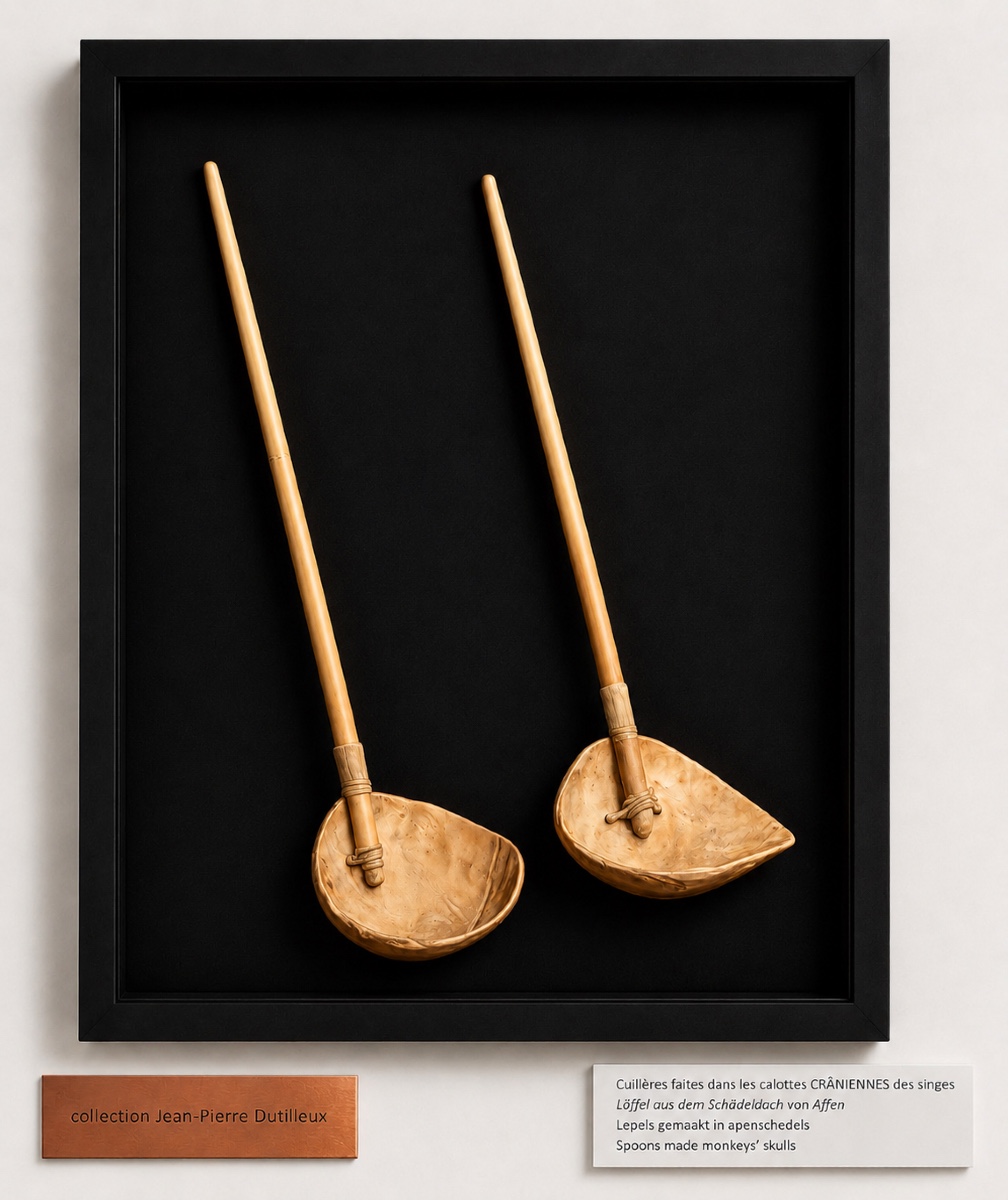 Pair Of Spoons Made From Primate Skull Parts-photo-2