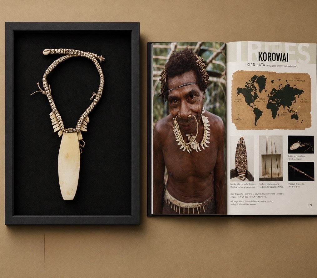 ORNEMENT PECTORAL CÉRÉMONIEL EN NACRE – CULTURE ASMAT – PAPOUASIE OCCIDENTALE-photo-2