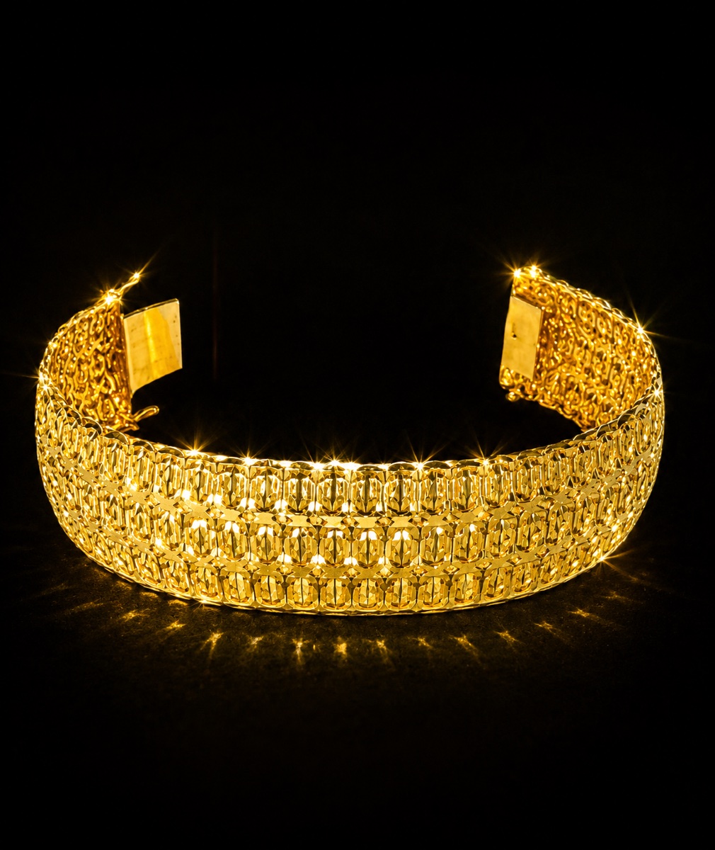54 G 18-carat Gold – Solid Triple-row Chain Bracelet 